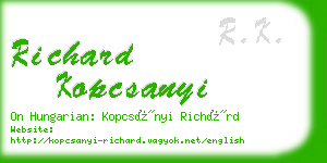 richard kopcsanyi business card